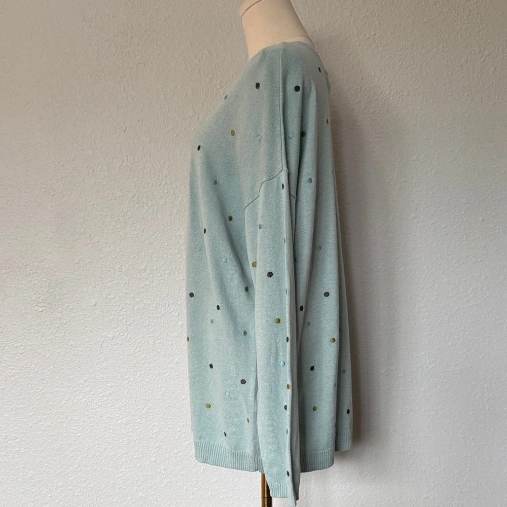 NWT J. Jill Polka Dot Sweater Robin’s Egg Blue size Large Tall - Picture 5 of 13
